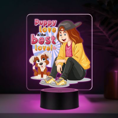 Puppy Love is The Best Love LED Night Light with Color Changing Light, Dog Lover Gift Lamp for Baby, Toddler & Pet Lovers Cute Nursery & Bedside Decor Ideal Gift for Boys, Girls